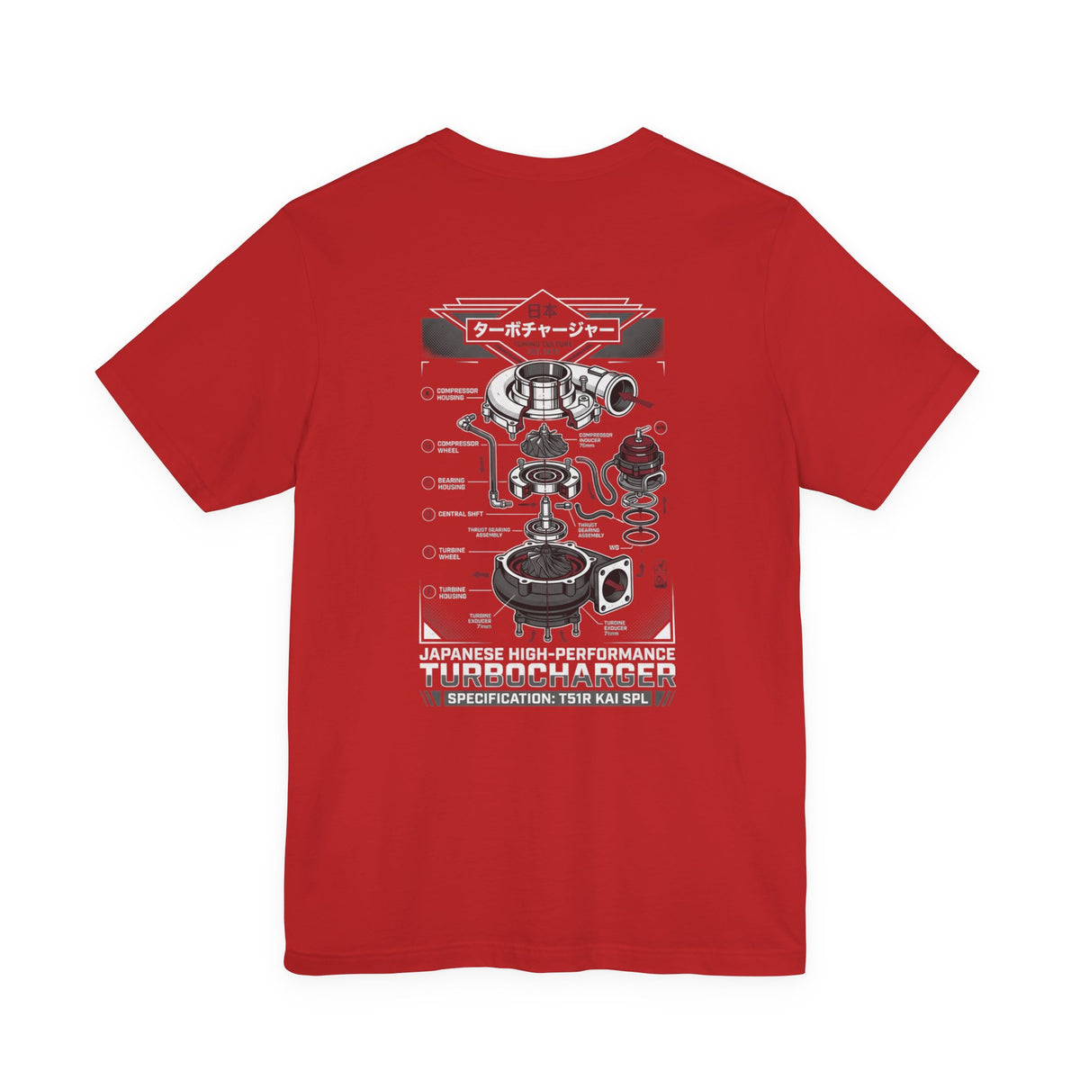 Turbocharger Diagram T-Shirt — Engine Blueprint Graphic Tee | MPM Tuning Design
