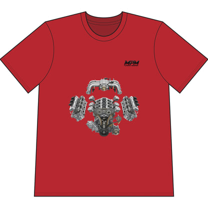 Engine Blueprint T-Shirt — Automotive V8 Parts Illustration Tee