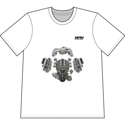 Engine Blueprint T-Shirt — Automotive V8 Parts Illustration Tee