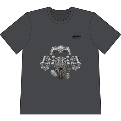 Engine Blueprint T-Shirt — Automotive V8 Parts Illustration Tee