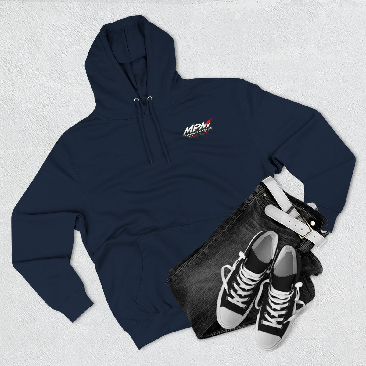 Auto Coil &amp; Strut Hoodie — Racing Suspension Graphic Fleece | MPM Tuning Design