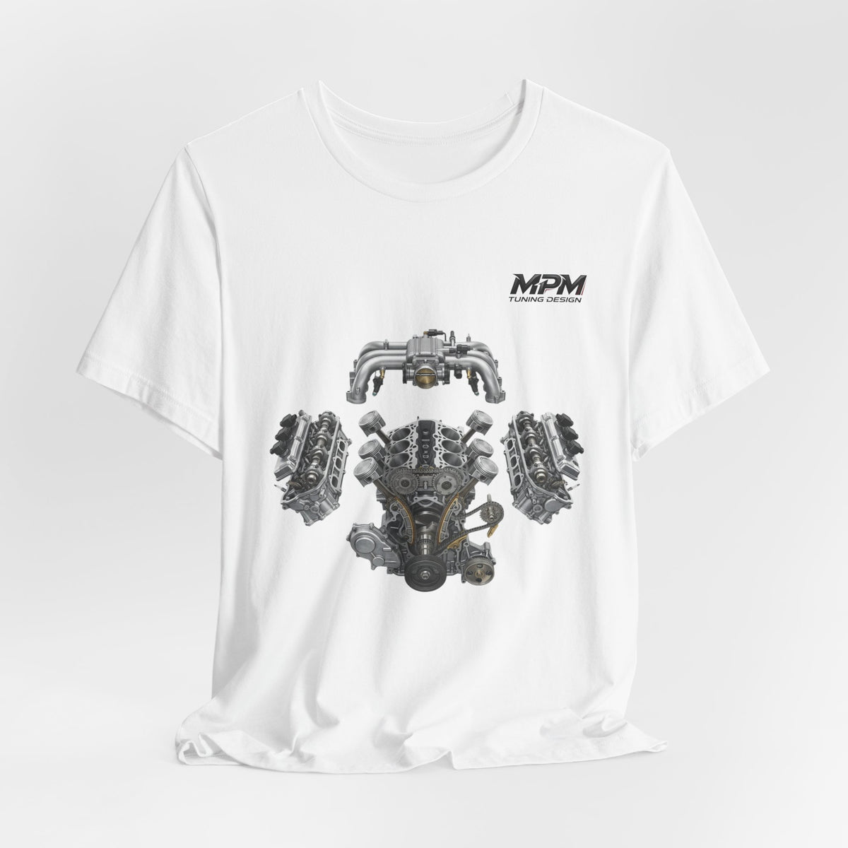 V8 Engine Blueprint Tee — Mechanical Diagram T-Shirt | MPM Tuning Design
