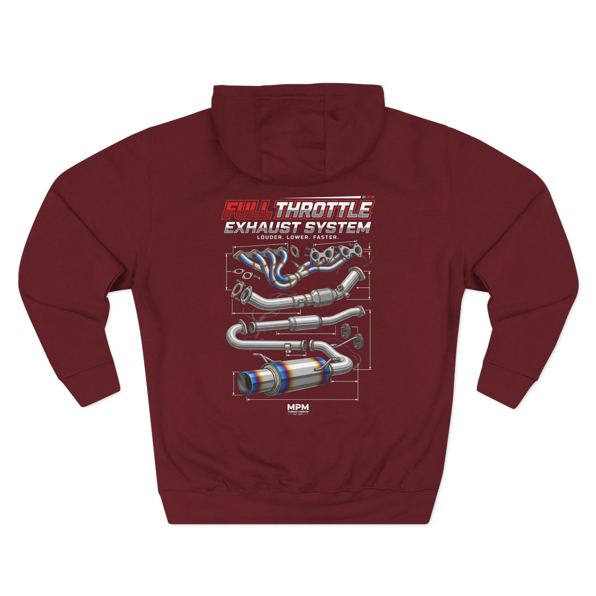 Exhaust System Diagram Hoodie — Full Titanium Car Parts Fleece | MPM Tuning Design
