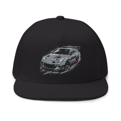 Racing Car Embroidered Flat Bill Cap — JDM Drift Snapback | MPM Tuning Design