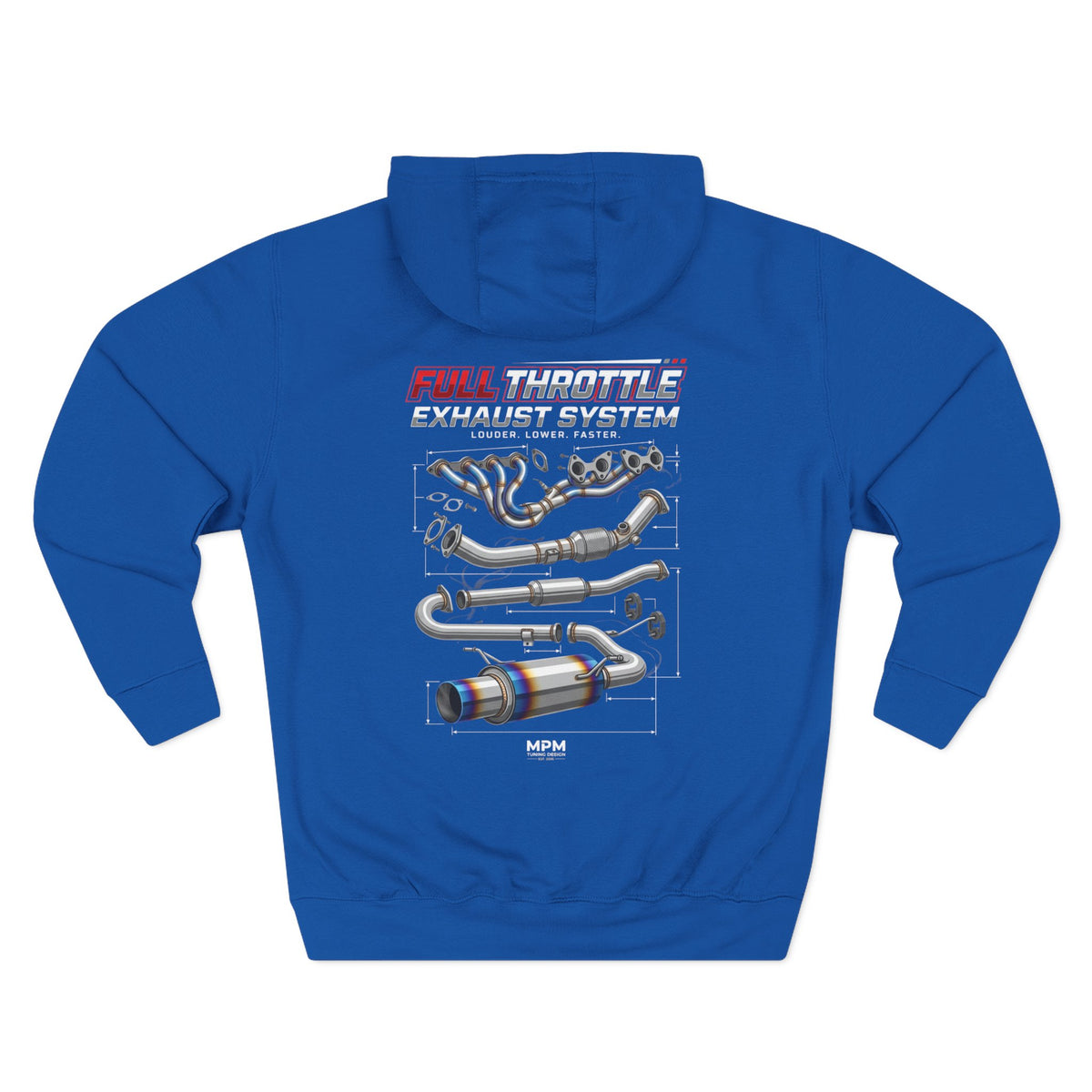 Exhaust System Diagram Hoodie — Full Titanium Car Parts Fleece | MPM Tuning Design