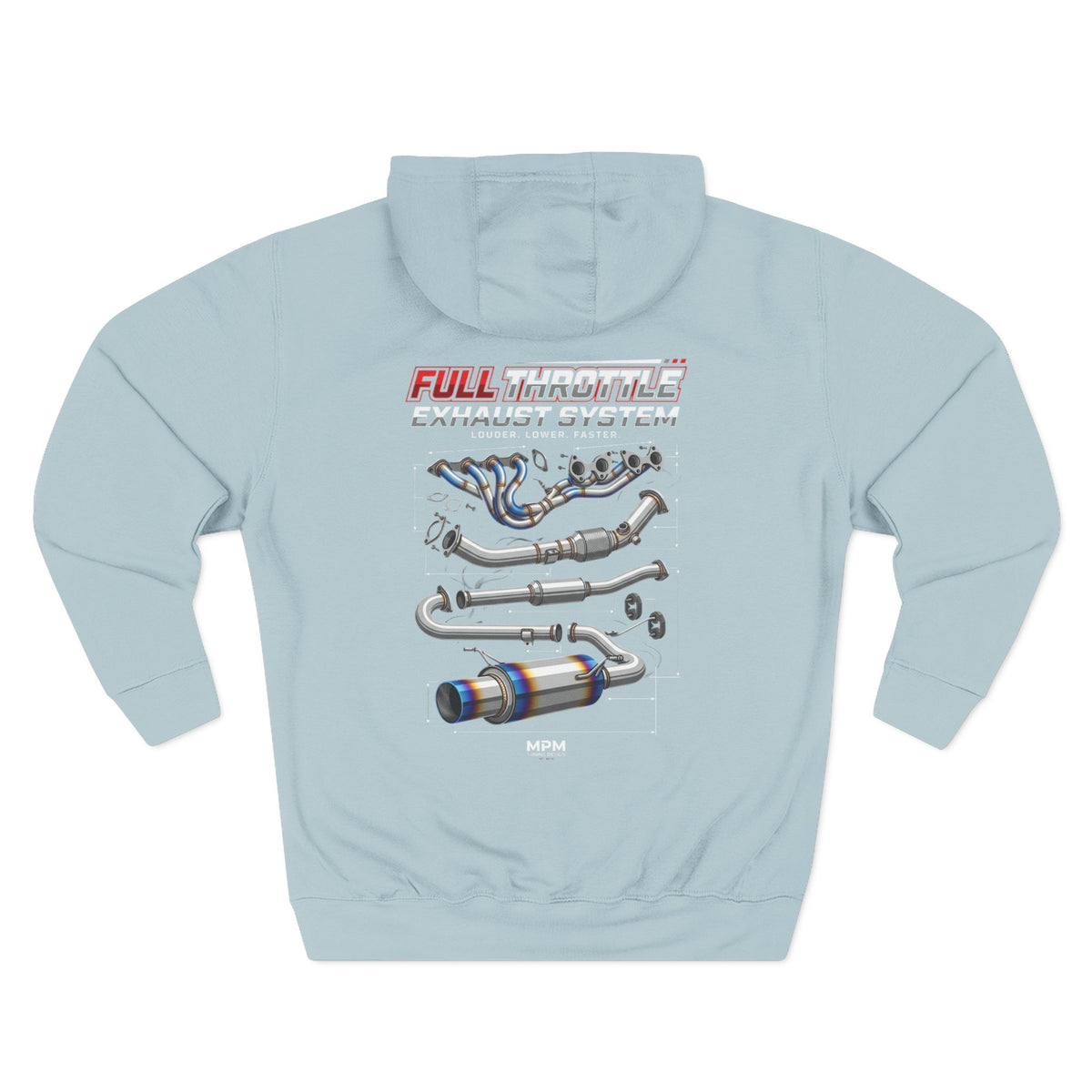 Exhaust System Diagram Hoodie — Full Titanium Car Parts Fleece | MPM Tuning Design