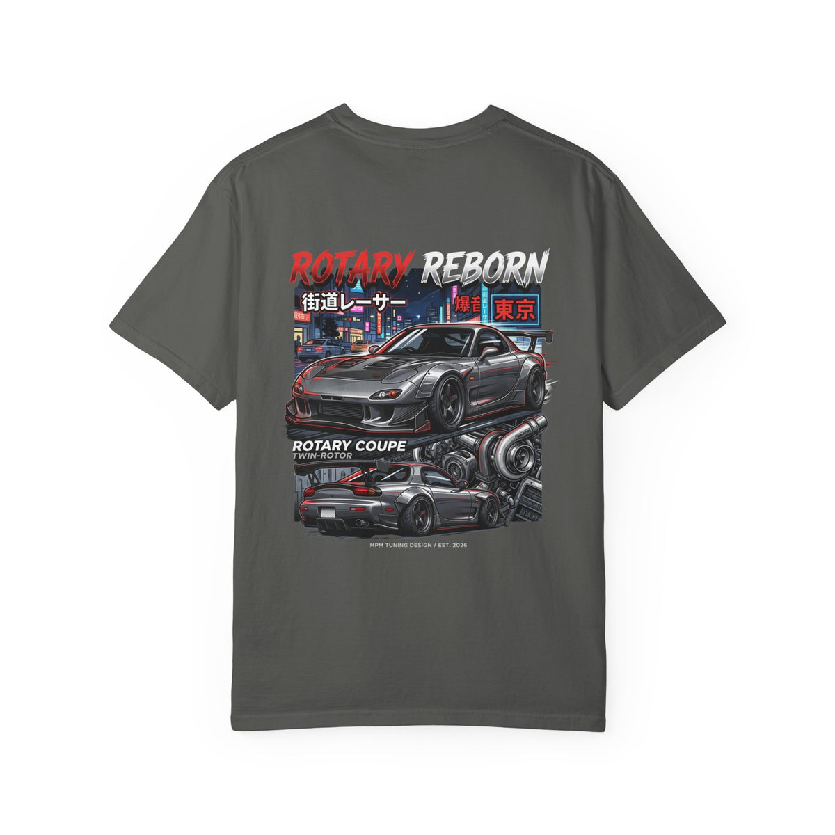 Rotary Coupe Graphic T-Shirt — JDM Tokyo Night Street Racing Tee | MPM Tuning Design