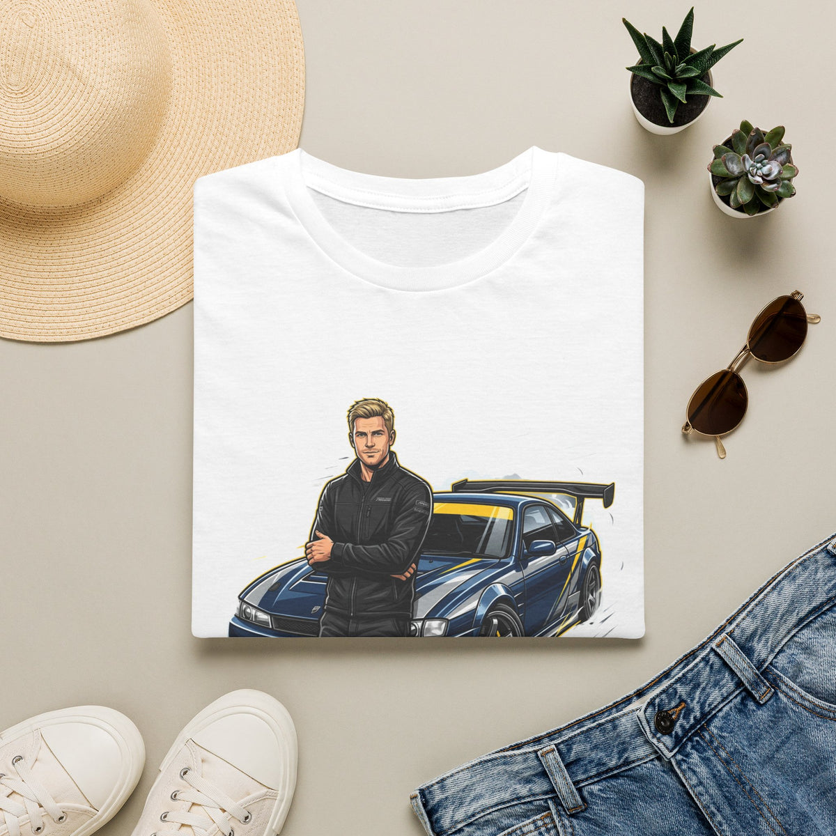 Racing Legend T-Shirt — Illustrated Driver with Performance Sports Car | MPM Tuning Design