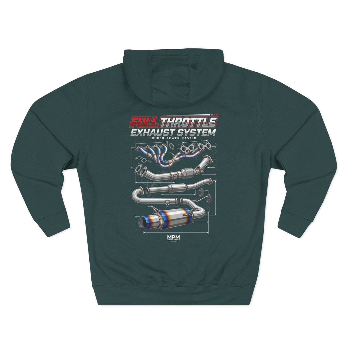 Exhaust System Diagram Hoodie — Full Titanium Car Parts Fleece | MPM Tuning Design