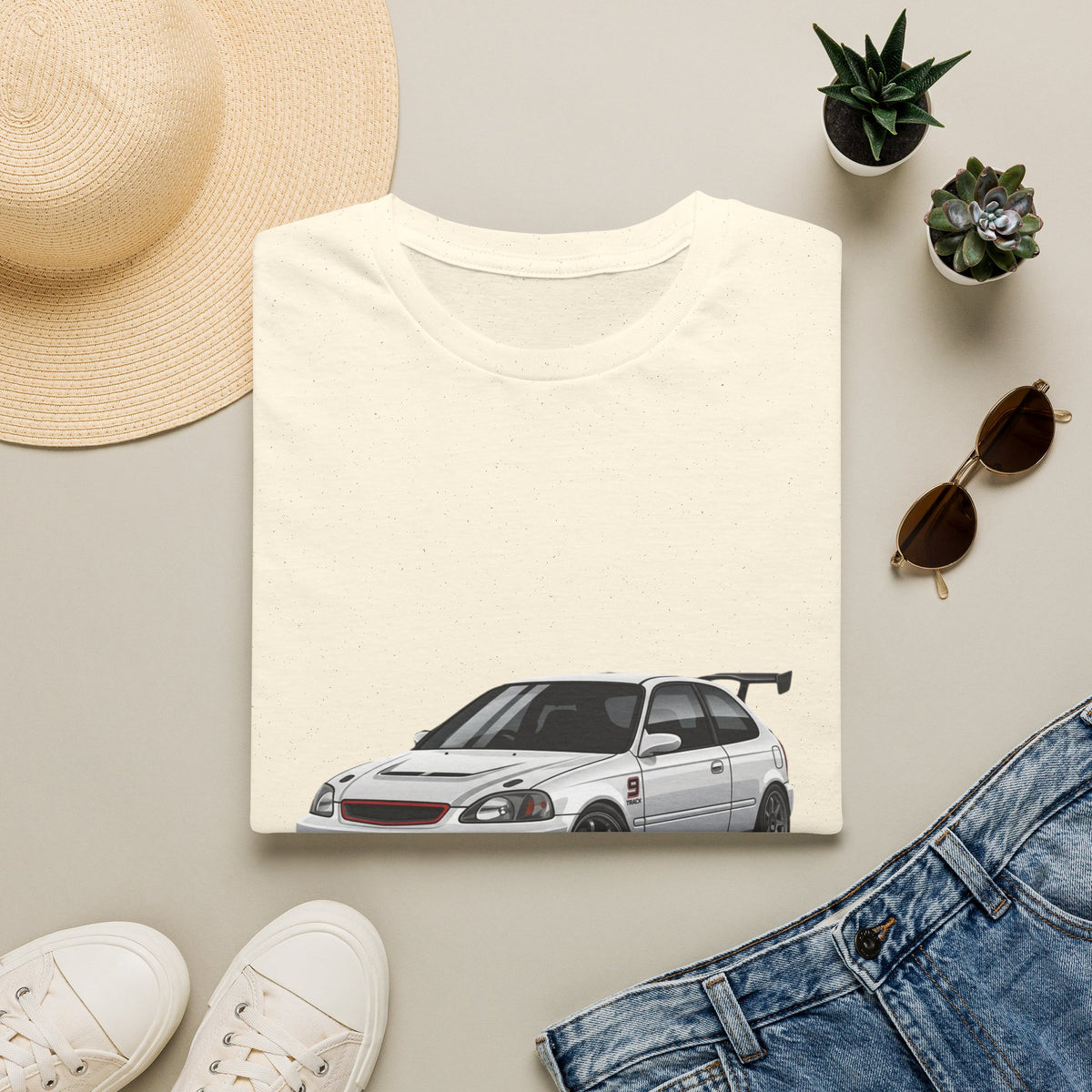 Honda Civic EK Hatchback T-Shirt — JDM Race Car Graphic Tee | MPM Tuning Design