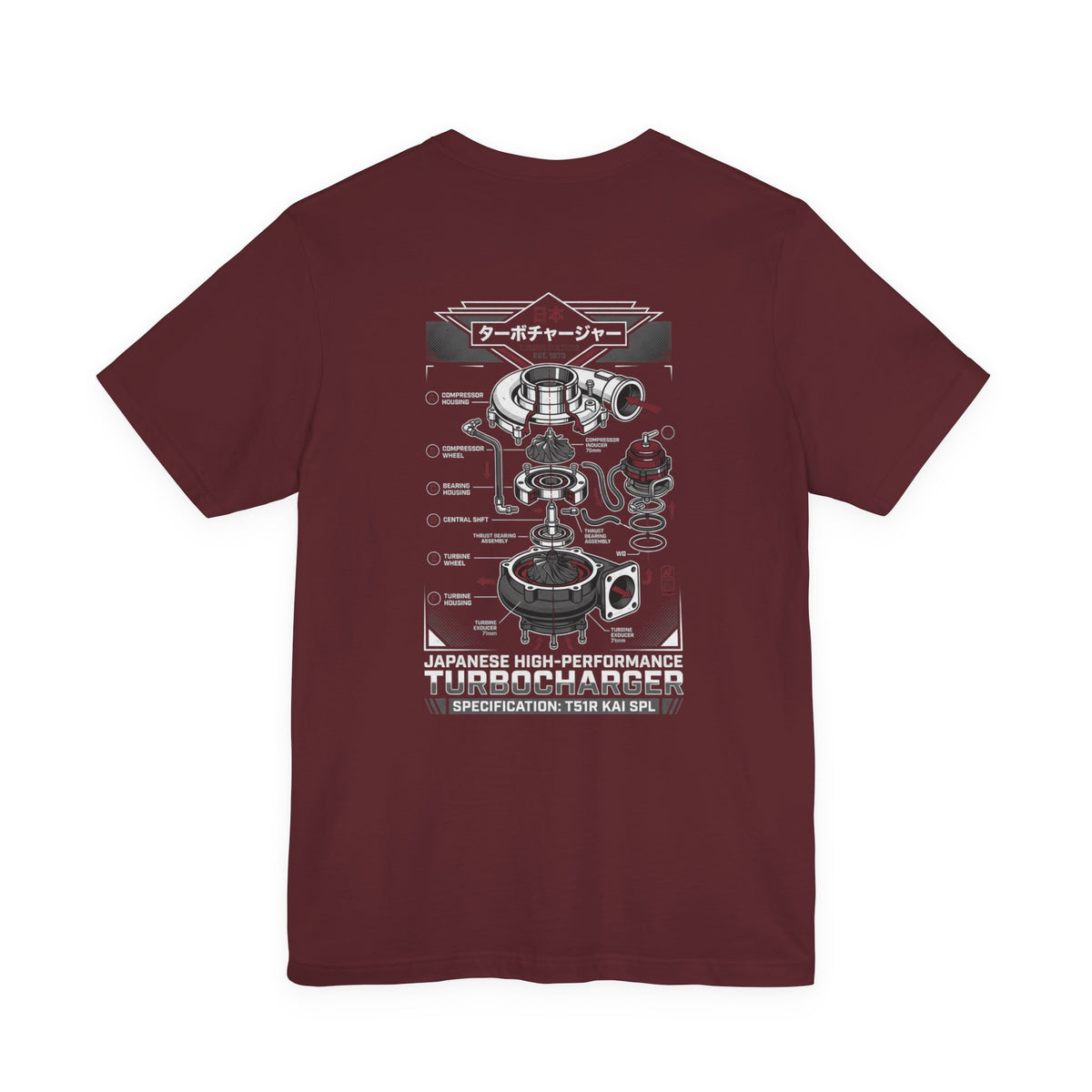 Turbocharger Diagram T-Shirt — Engine Blueprint Graphic Tee | MPM Tuning Design