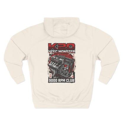 K20 VTEC Monster Hoodie — 9000 RPM Club Graphic Fleece | MPM Tuning Design