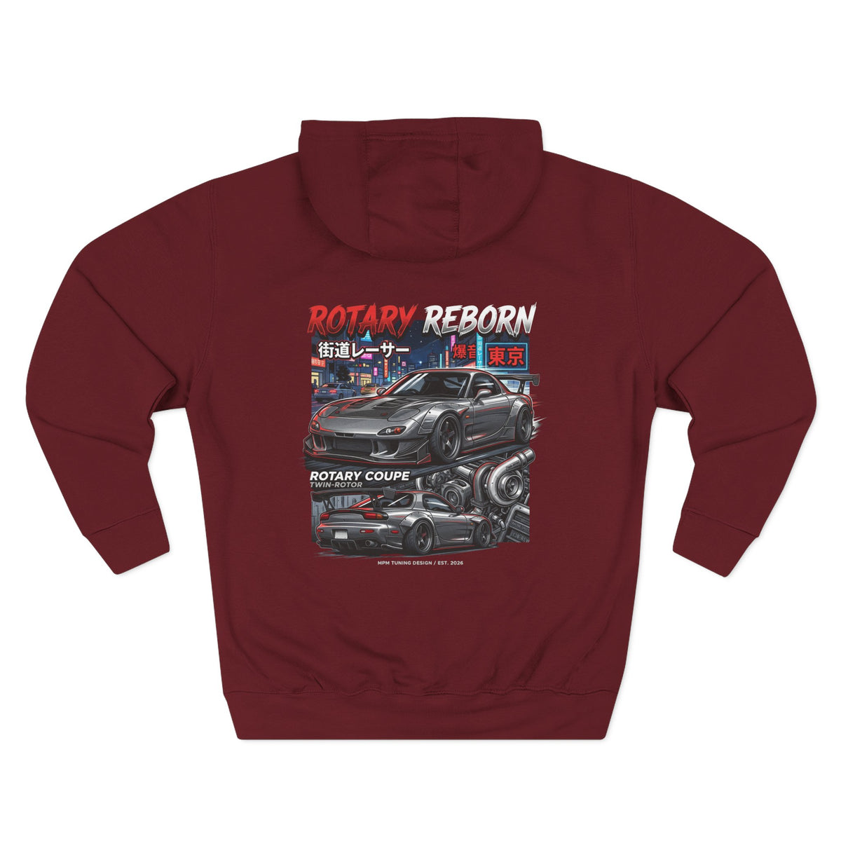 Mazda RX-7 Rotary Coupe Fleece Hoodie — JDM Racing Graphic | MPM Tuning Design