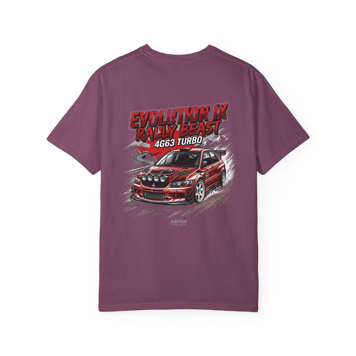 Mitsubishi Evolution IX Rally Beast T-Shirt — 4G63 Turbo JDM Graphic Tee | MPM Tuning Design