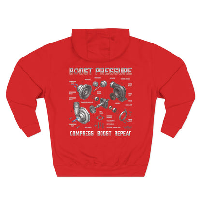 Boost Pressure Turbo Diagram Hoodie — JDM Fleece Pullover | MPM Tuning Design
