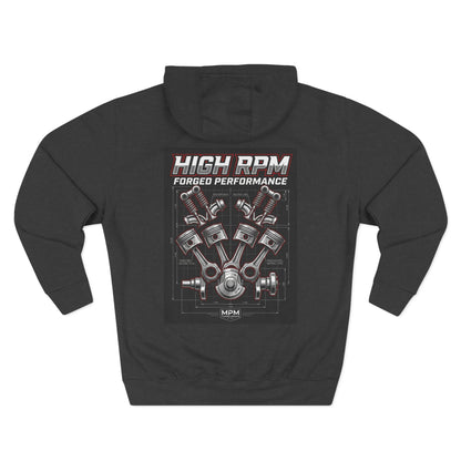 High RPM Hoodie — Forged Performance Engine Graphic Pullover | MPM Tuning Design