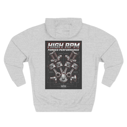 High RPM Hoodie — Forged Performance Engine Graphic Pullover | MPM Tuning Design