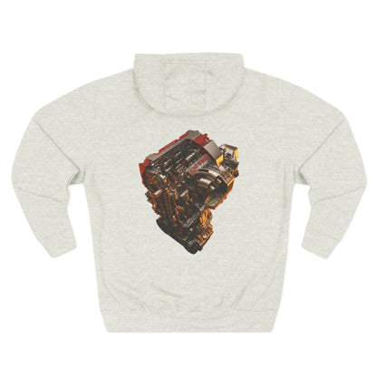 Engine Heart Hoodie — JDM Automotive Streetwear White Fleece | MPM Tuning Design