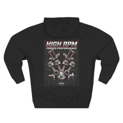 High RPM Hoodie — Forged Performance Engine Graphic Pullover | MPM Tuning Design