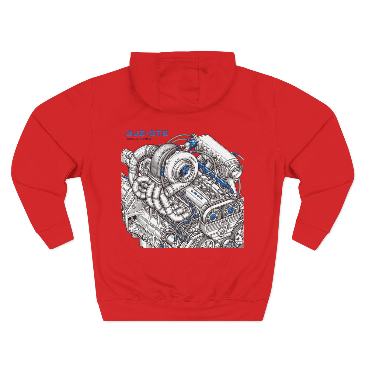 2JZ-GTE Engine Hoodie — Turbo Motor Illustration Fleece | MPM Tuning Design