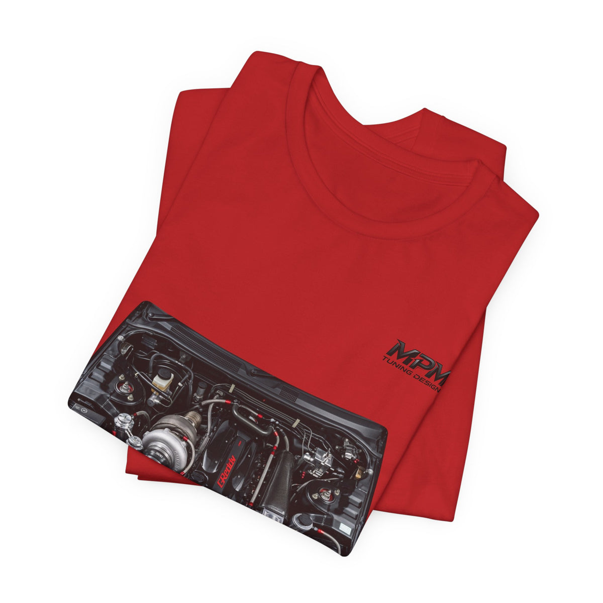 Engine Bay Graphic Tee — Twin-Turbo Motor Illustration T-Shirt | MPM Tuning Design