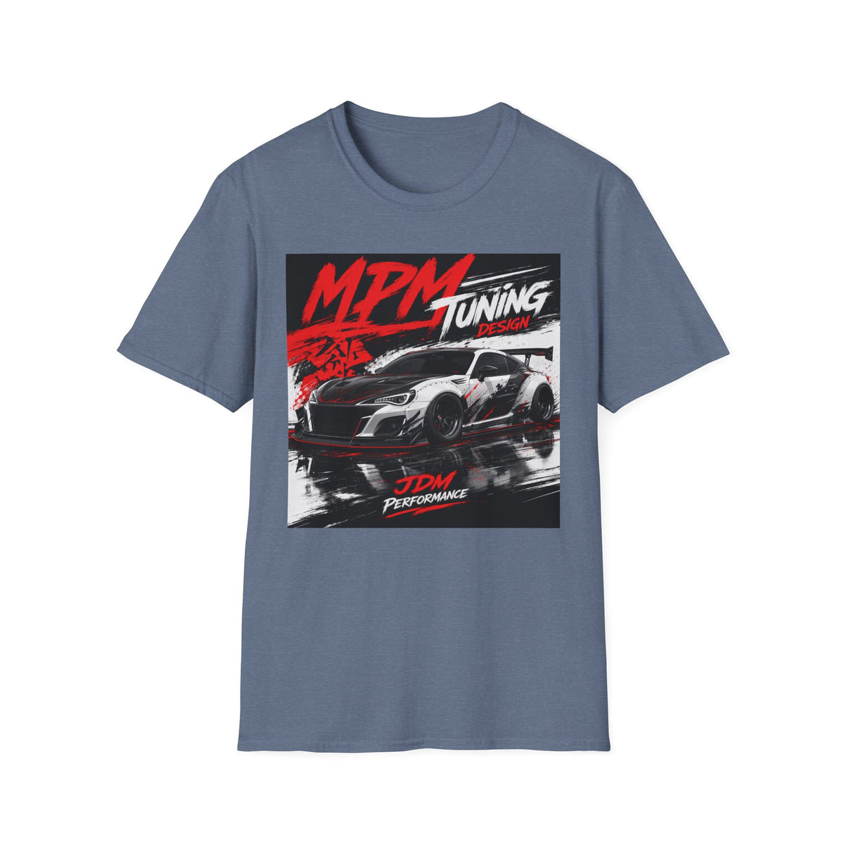 MPM JDM Racing Car Graphic T-Shirt — Red Brushstroke Automotive Tee | MPM Tuning Design