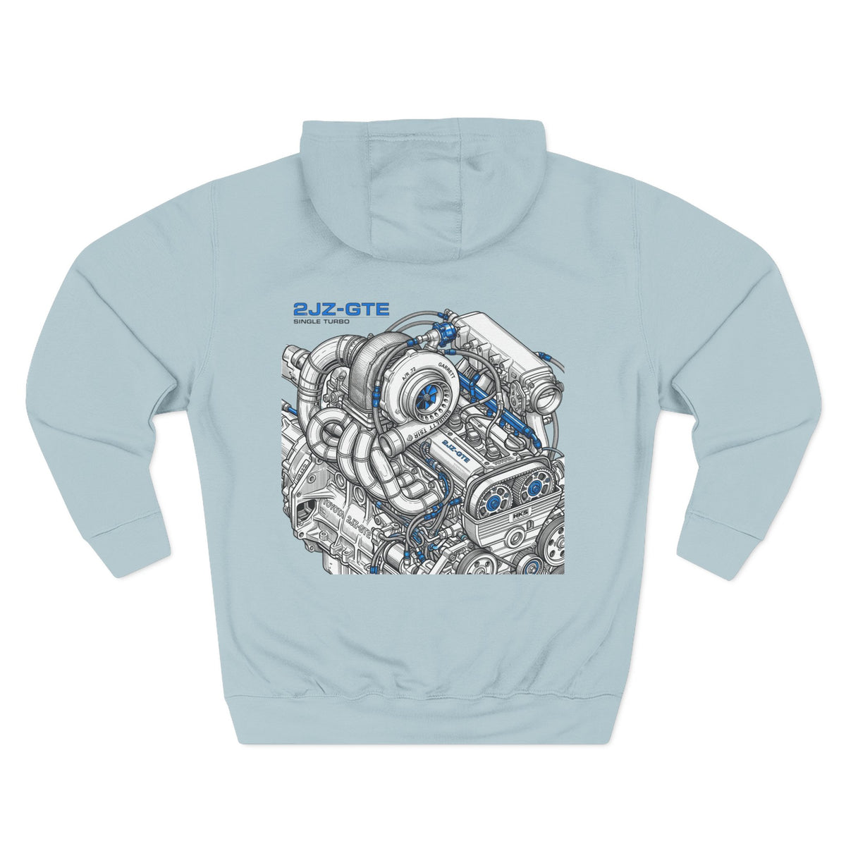 2JZ-GTE Engine Hoodie — Turbo Motor Illustration Fleece | MPM Tuning Design