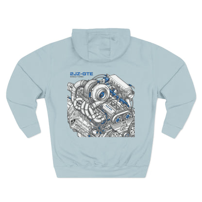 2JZ-GTE Engine Hoodie — Turbo Motor Illustration Fleece | MPM Tuning Design