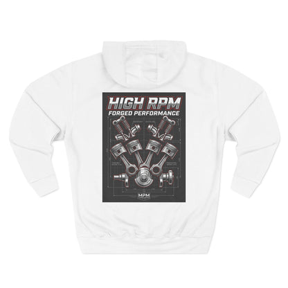 High RPM Hoodie — Forged Performance Engine Graphic Pullover | MPM Tuning Design