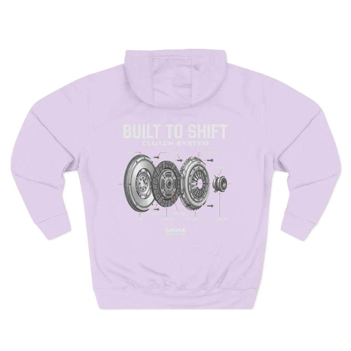 Built to Shift Hoodie — Clutch &amp; Flywheel Mechanic Graphic | MPM Tuning Design