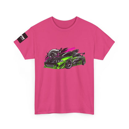 Sportscar Graphic T-Shirt — Neon Green &amp; Pink Drift Car Design | MPM Tuning Design