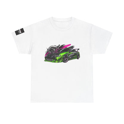 Sportscar Graphic T-Shirt — Neon Green &amp; Pink Drift Car Design | MPM Tuning Design