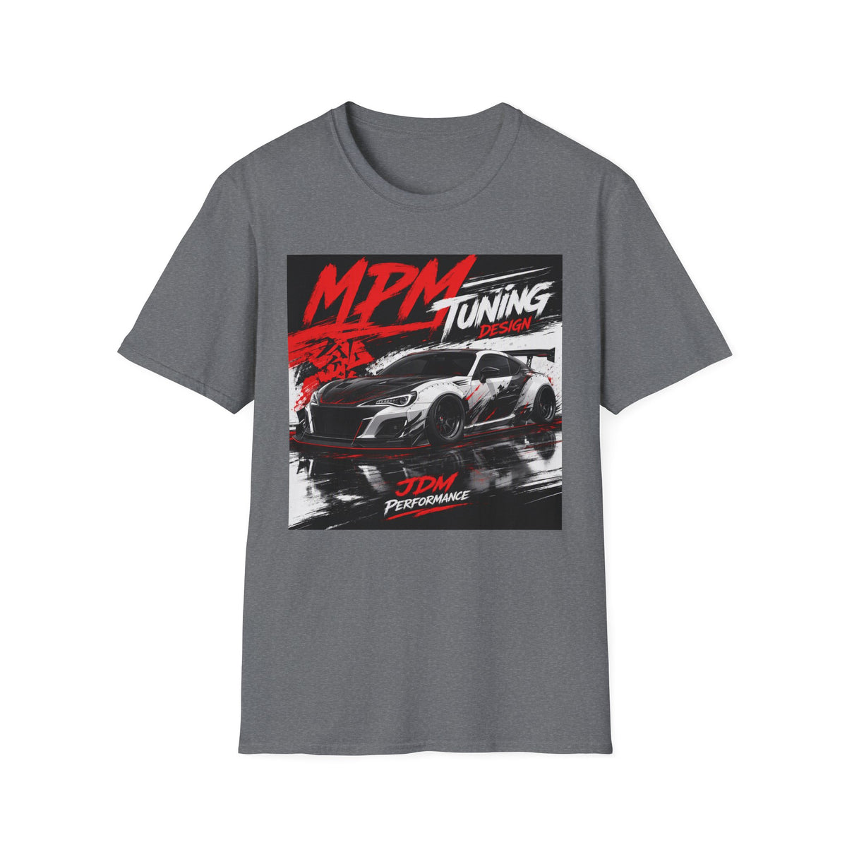 MPM JDM Racing Car Graphic T-Shirt — Red Brushstroke Automotive Tee | MPM Tuning Design