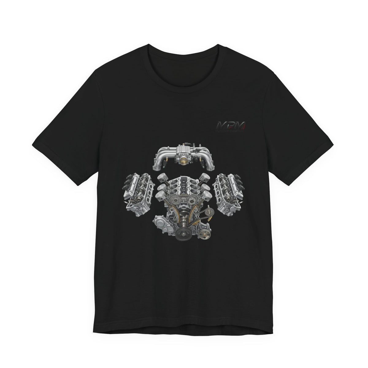 V8 Engine Blueprint Tee — Mechanical Diagram T-Shirt | MPM Tuning Design