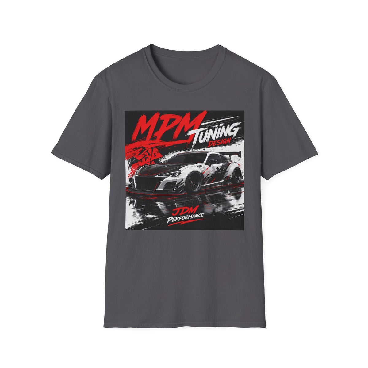 MPM JDM Racing Car Graphic T-Shirt — Red Brushstroke Automotive Tee | MPM Tuning Design