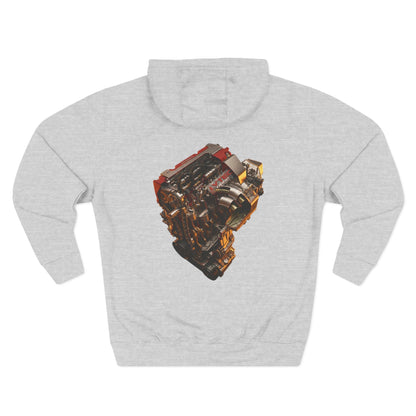 Engine Heart Hoodie — JDM Automotive Streetwear White Fleece | MPM Tuning Design