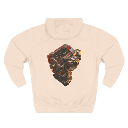 Engine Heart Hoodie — JDM Automotive Streetwear White Fleece | MPM Tuning Design