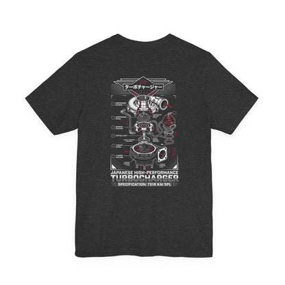 Turbocharger Diagram T-Shirt — Engine Blueprint Graphic Tee | MPM Tuning Design