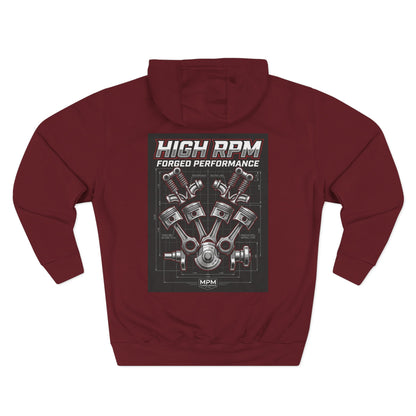 High RPM Hoodie — Forged Performance Engine Graphic Pullover | MPM Tuning Design