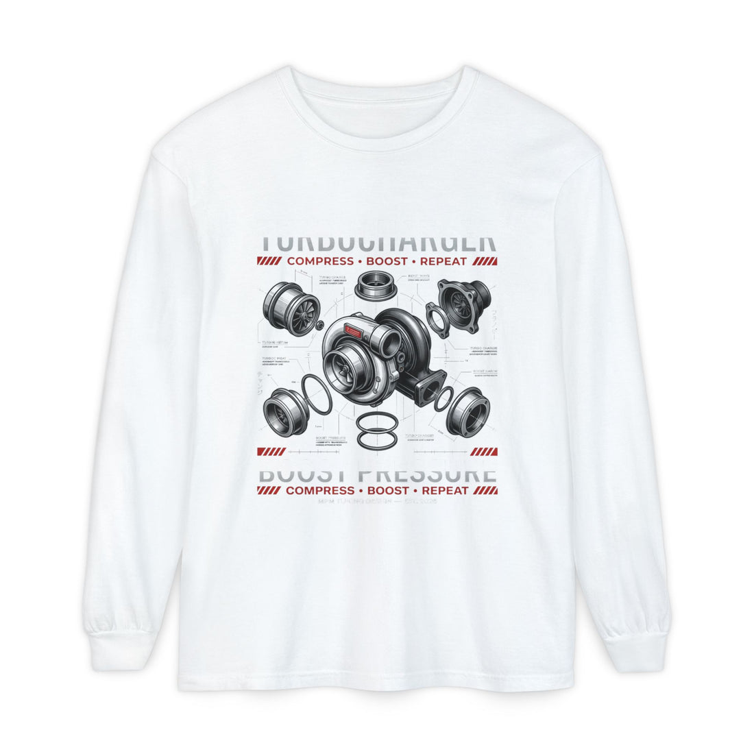 Turbocharger Boost Pressure Long Sleeve Tee — JDM Graphic | MPM Tuning Design