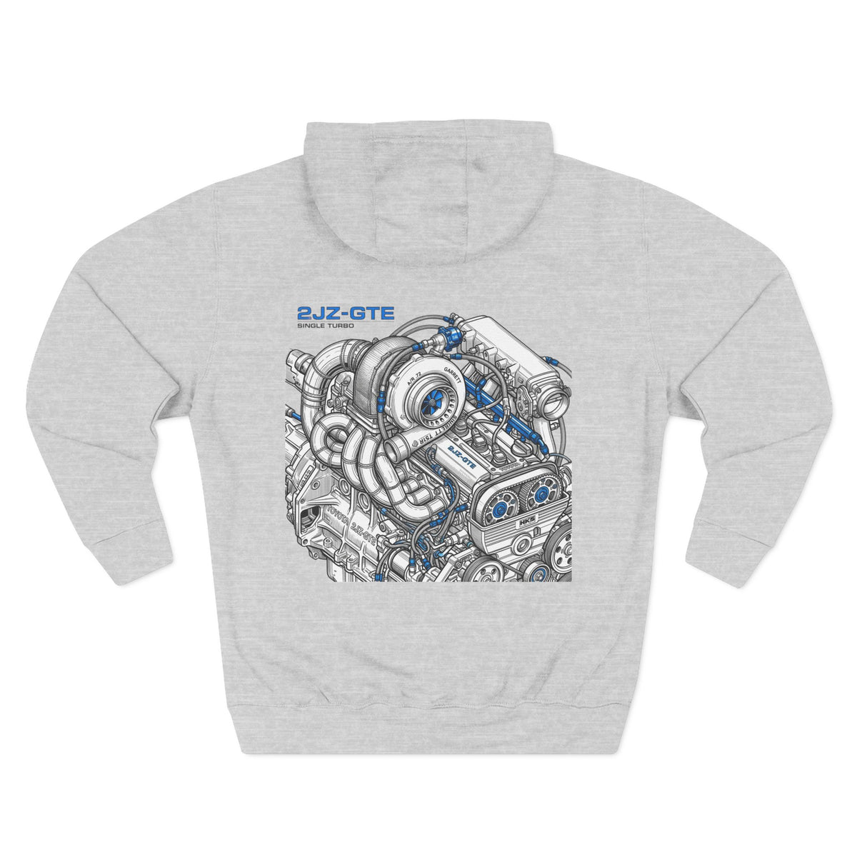 2JZ-GTE Engine Hoodie — Turbo Motor Illustration Fleece | MPM Tuning Design