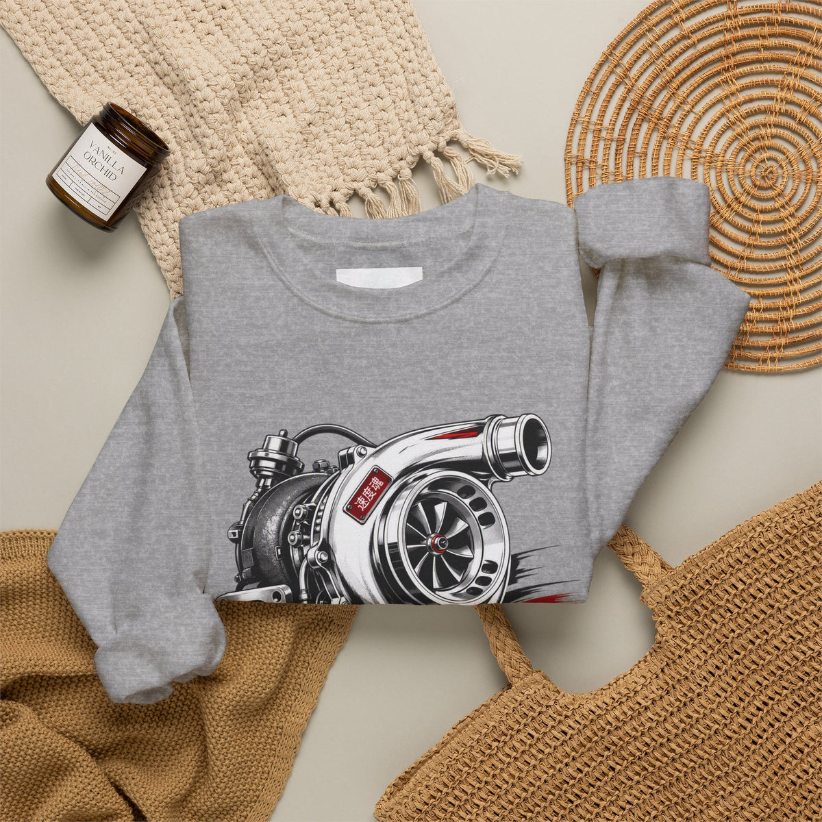 Turbocharger Graphic Crewneck Sweatshirt — Car Enthusiast Fleece | MPM Tuning Design