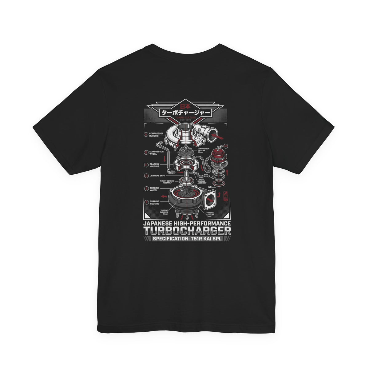 Turbocharger Diagram T-Shirt — Engine Blueprint Graphic Tee | MPM Tuning Design