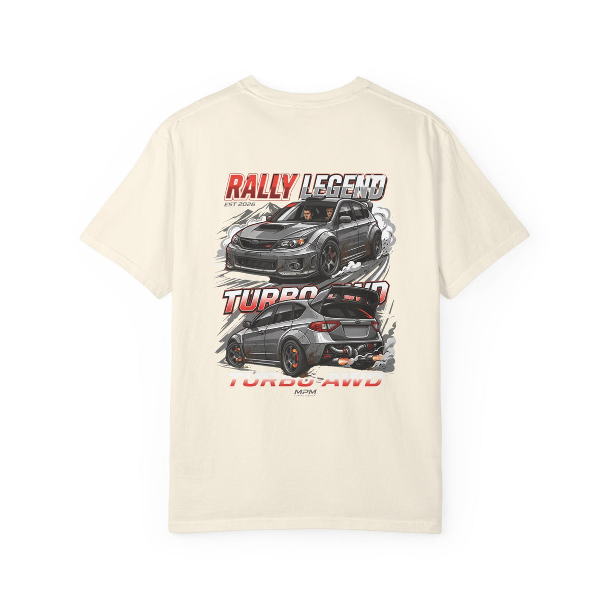 Rally Legend Turbo T-Shirt — Sporty AWD Car Graphic Tee | MPM Tuning Design