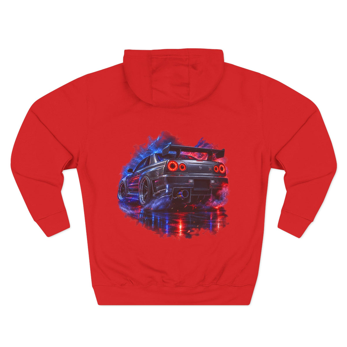 Racing Skyline Hoodie — Neon Drift Car Graphic Fleece Hoodie