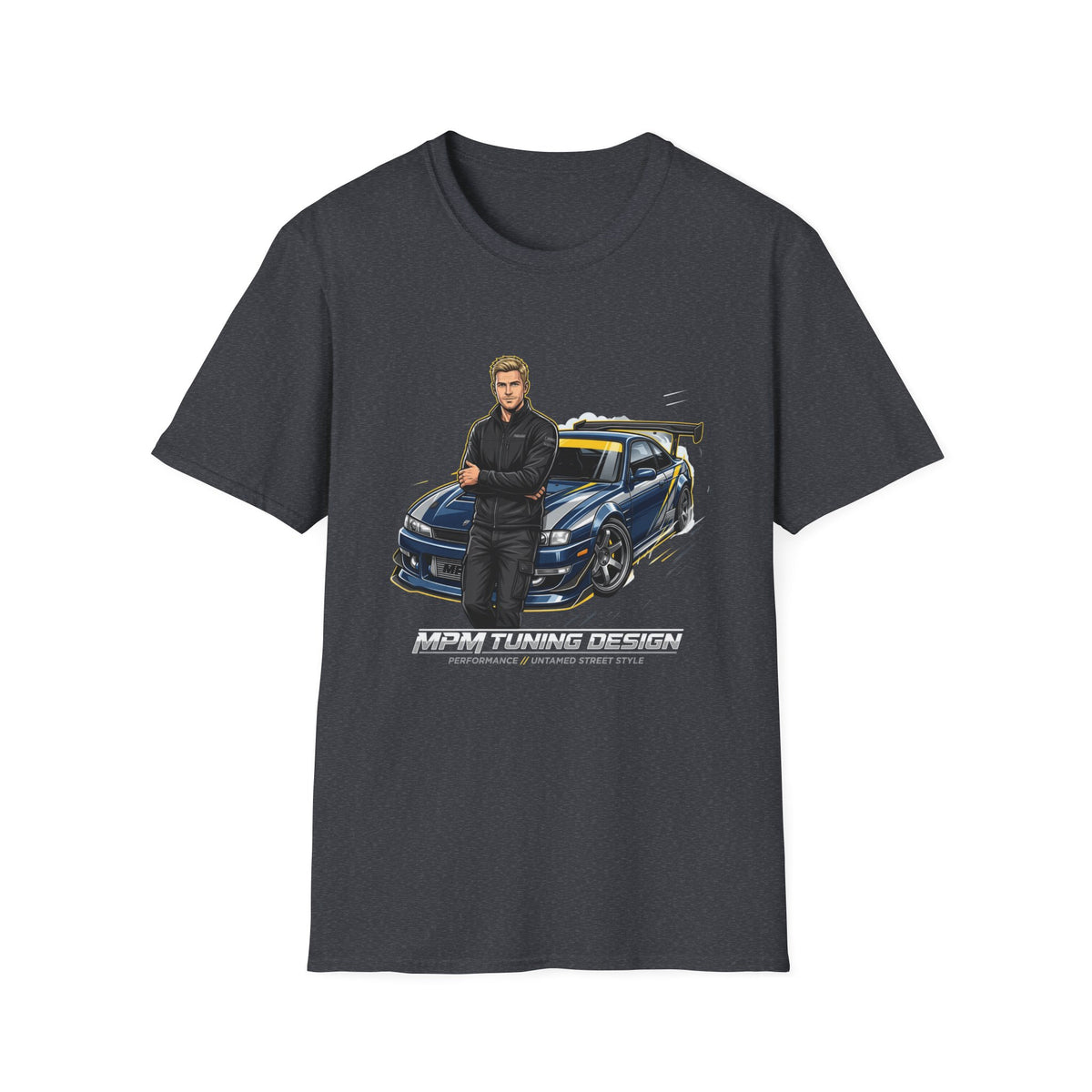 Racing Legend T-Shirt — Illustrated Driver with Performance Sports Car | MPM Tuning Design