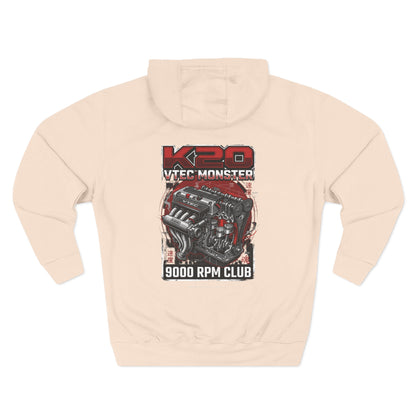 K20 VTEC Monster Hoodie — 9000 RPM Club Graphic Fleece | MPM Tuning Design