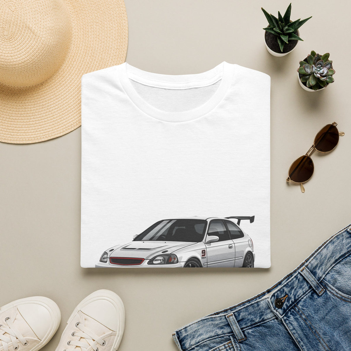 Honda Civic EK Hatchback T-Shirt — JDM Race Car Graphic Tee | MPM Tuning Design