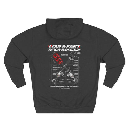 Auto Coil &amp; Strut Hoodie — Racing Suspension Graphic Fleece | MPM Tuning Design