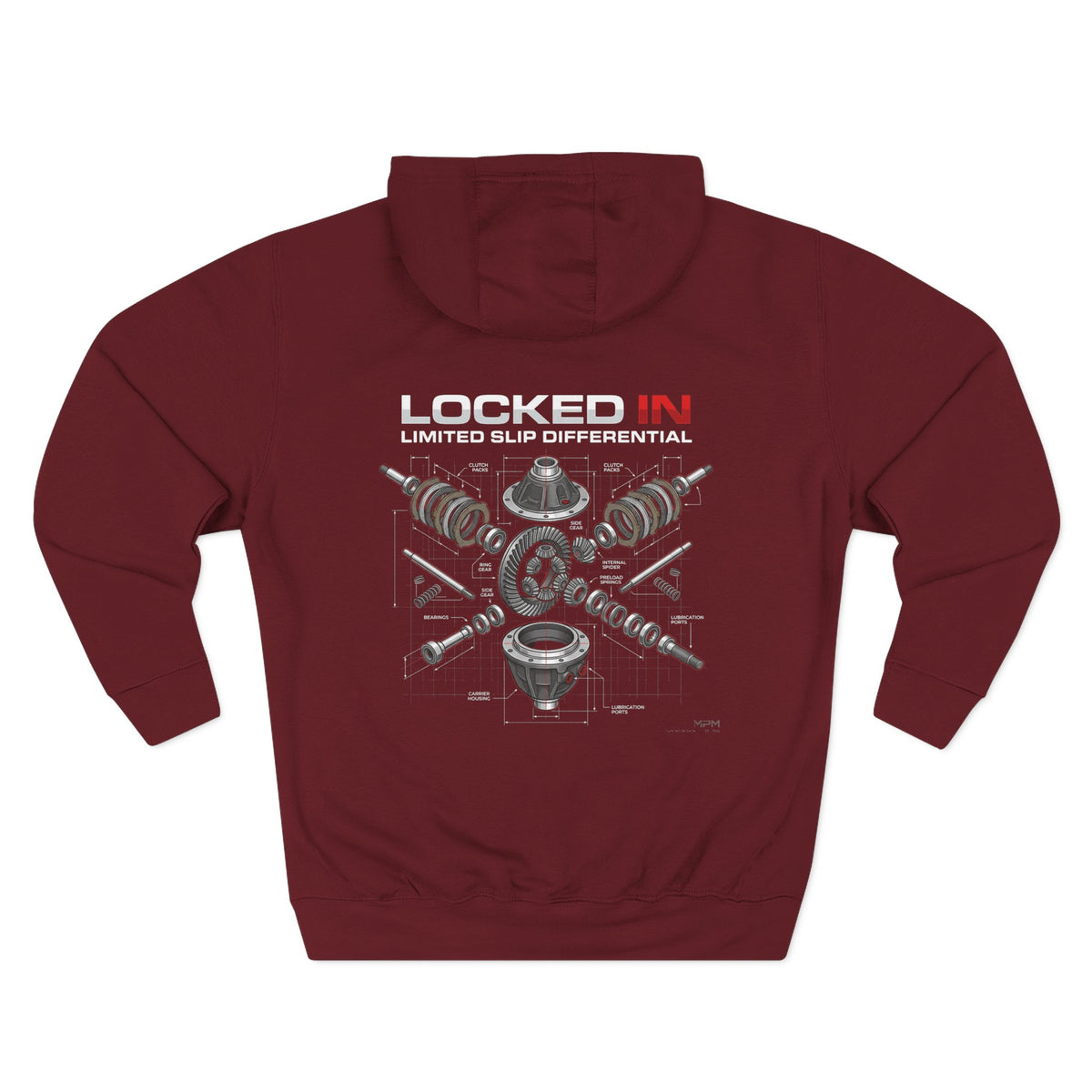 Car Parts Hoodie — Locked In Drivetrain Graphic Fleece | MPM Tuning Design